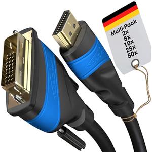 KabelDirekt - 10x Cavo adattatore HDMI-DVI - 10x2m | Bidirezionale, DVI-D 24+1/cavo HDMI High Speed, 1080p/Full HD, cavi video digitale