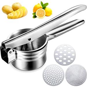 McNory Schiacciapatate,Potato Ricer in Acciaio Inox-con 3 Dischi intercambiabili Pressa per Purè di Patate Liscie,Marmellata,Verdure E Frutta