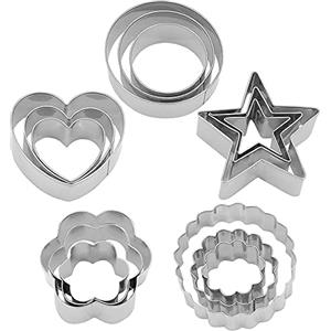 Annhao Formine per Biscotti, 15 Pezzi Coppapasta Acciaio Inox Stampini Biscotti DIY Forme Biscotti Cuore Fiore Tondi Stella ecc, Stampo Biscotti per Preparare frollini, Pasticcini, Biscotti
