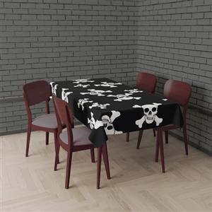 FIESTAS GUIRCA | Tovaglia Nera con Teschi (137x274 cm) - Decorazione per Tavola per Feste di Halloween Terrificanti - Ideale per Celebrazioni Spaventose - Nero, Bianco