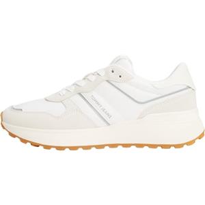 Tommy Jeans Donna Sneakers Running Cleated in Pelle Scamosciata, Bianco (Ecru), 40