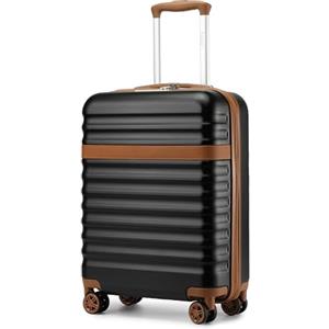 KONO Valigia Bagaglio a Mano Trolley Piccola Valige Rigida ABS+PC Hardshell Leggero Viaggio Cabina con 4 Ruote e TSA Lucchetto, Nero/Marrone