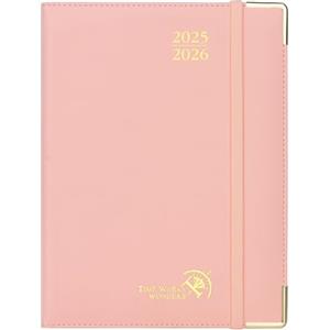 POPRUN Agenda 2025 2026 Settimanale Premium 22 x 16,5 cm, Diario Scuola Verticale con 17 Mesi da Ago.2025 a Dic.2026, Copertina Rigida, Carta Spessa da 80 GSM, Rosa Pallido
