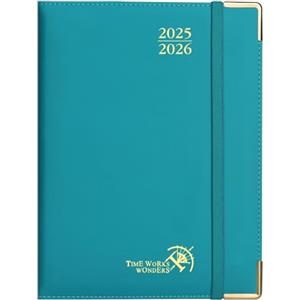 POPRUN Agenda 2025 2026 Settimanale Premium 22 x 16,5 cm, Diario Scuola Verticale con 17 Mesi da Ago.2025 a Dic.2026, Copertina Rigida, Carta Spessa da 100 GSM, Verde Pacifico