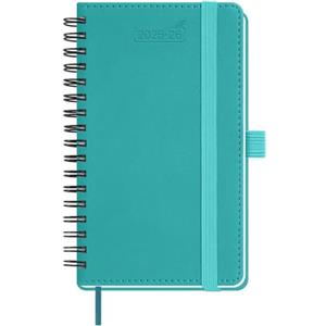 BEZEND Agenda 2026 Settimanale Tascabile Spirale, A6 15,5 x 9 cm, 18 Mesi Diario Scuola Piccola da Lug.25 a Dic.26, Portapenne, Copertina Morbida in Pelle PU - Turchese