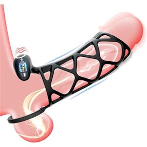 Girlove Guaina Pene con Anelli - Indossabile Sex toys - Erotici Maschili Anello Vibrante - 10 Modalità di Vibrazione - Giocattoli Sessuali Coppie - per L'Erezione del Pene (ydl-008)