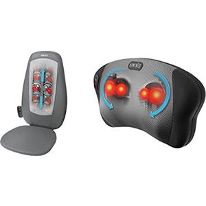 HoMedics Sedile Massaggiante Shiatsu, Massaggiatore Schiena, Spalle e Zona Lombare & Cuscino Massaggiante Shiatsu, Massaggiatore Cervicale Elettrico Multiuso