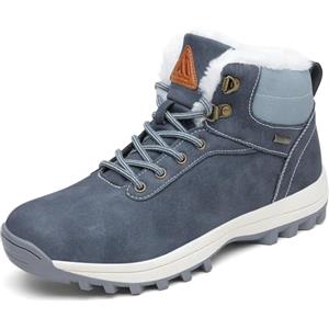 Mishansha Stivali Donna Invernali Stivaletti Uomo Caldo Scarponcini Antiscivolo Scarponi Neve Stivali Impermeabili Trekking Blu Scuro, Gr.37