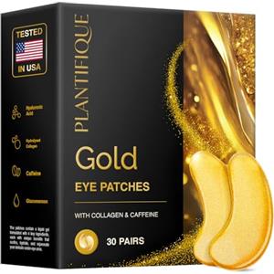 PLANTIFIQUE Patch Occhi Antirughe Donne e Uomini | Oro 24K Maschera Occhiaie e Borse | Skin Care Kit Viso Crema Contorno Occhi Idratante | 30 Paia di Cerotti