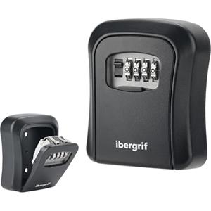 Ibergrif MA201 Cassaforte per Chiavi Montata a Parete,Cassetta di Sicurezza a Chiave Impermeabile,Cassaforte Porta Chiavi da Esterno con 4 Cifre Combinazione Codice, nero