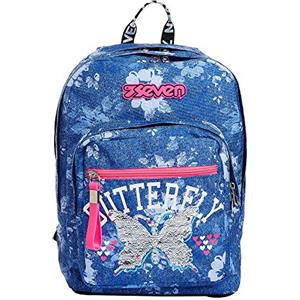 Seven Zaino Extra Fit, Flying Dreams, Blu, Doppio Scomparto, Tasca attrezzata, Per bambini e ragazzi, Scuola e Tempo Libero