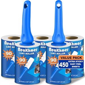Neakhmer Rotolo di lanugine per peli di animali - Confezione da 5 pezzi da 450 fogli - Easy Peel - Rotoli di lanugine per vestiti e mobili