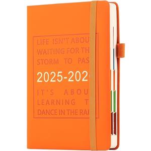 Goldaypln Agenda 2025-2026, formato A5, una pagina al giorno, da luglio 2025 a giugno 2026, agenda giornaliera annuale con linguette mensili colorate, copertina rigida, diario accademico 2025-2026 con tasca