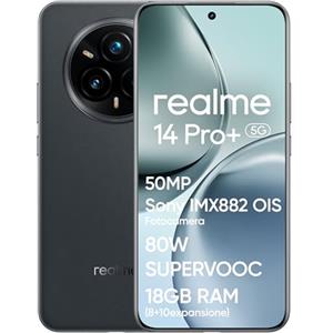 realme 14 Pro+ 5G Smartphone, 8+256GB, Fotocamera Sony IMX896 OIS 50MP, Snapdragon® 7s Gen 3, Display Quad-Curve Senza Cornici, Batteria 5260mAh, Ricarica Rapida 80W SUPERVOOC, Grey