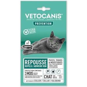 Vetocanis - Collare antiparassitario per gatti - Antizecche e antipulci gatto - Efficace 3 mesi - Per gatti di più di 9 mesi - Resistente all'acqua - Formulato sotto controllo veterinario