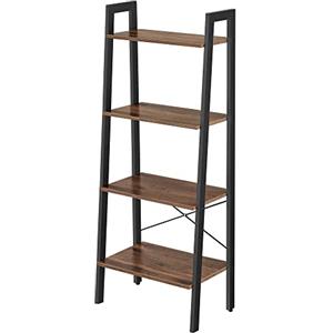 VASAGLE Scaffale a 4 livelli, libreria, per soggiorno, camera da letto, cucina, ufficio, stile industriale, struttura in acciaio, marrone nocciola e nero LLS044B03
