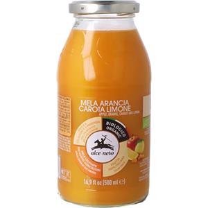 Alce Nero Succo 100% Mela, Arancia, Carota e Limone Bio 500 ml - Frutta 100% Italiana, Senza Additivi