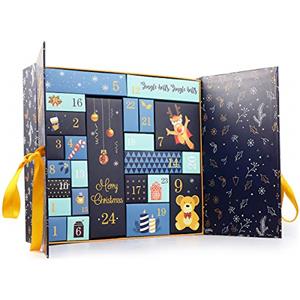 Esportic Calendario dell'Avvento, 24 scatole Colorate per Installazione e riempimento, riutilizzabili, Bambini e Adulti, Calendario di Natale, 33,00 x 30,50 x 8,50 cm