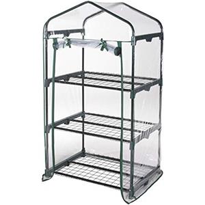 VERDELOOK | Serra Rettangolare a 3 Ripiani con Apertura a Cerniera, 69x49x125 cm, con Telo Trasparente in PVC, Serra da Giardino e Balcone, per Protezione Piante, per Giardinaggio