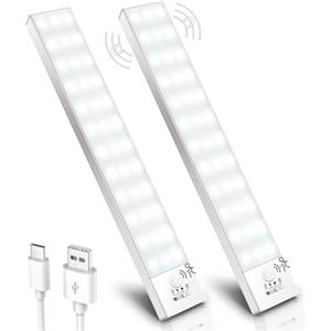 Ylatoial Luce Armadio LED con Sensore di Movimento, 4 Modalità Luce Sottopensile Cucina, USB Lampada LED Ricaricabile, Senza Fili Luci Notturna per Armadio Cucina Scale Corridoio Garage