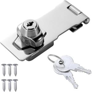 Heuskay 2 chiavistelli con chiave, con manopola girevole, chiavistello di sicurezza per porta, serratura con chiave, per capannoni, armadietti, cassetti, mobili (7,6 cm)