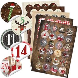 Logbuch-Verlag set stickers 5 x 24 calendario dell'Avvento numeri 1-24 fai da te idea regalo adulti bambini set per 5 calendari natalizi Lot de 5 feuilles versch. Calendrier de