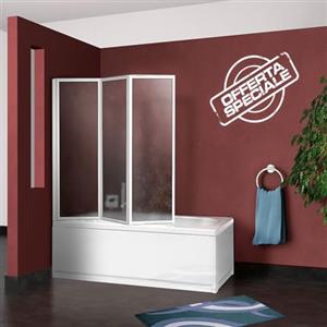 Generico Box parete vasca doccia sopravasca cm.133/134, pieghevole a 3 ante