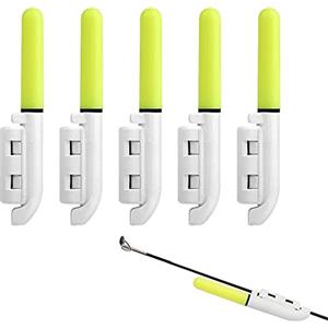 soonbuy 5pcs Campana di allarme di pesca, lampada a incandescenza a led, bastoncini luminosi impermeabili con fibbia, allarme morso di pesca notturna per canna da pesca in mare verde