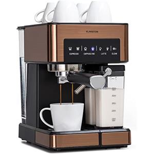 KLARSTEIN Macchinetta Caffe Espresso 1.8L, Freddo, Macinato e Cappuccino, da Barista da 20 Bar, In Acciao Inox , 1350W con Montalatte