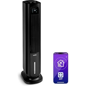Klarstein Polar Tower Smart Raffrescatore Evaporativo 4-in-1 - Ventilatore, Umidificatore & Purificatore, Controllo App & Alexa, Serbatoio 7L, 3.306 m³/h, Timer, Modalità Notte, Portatile, Nero