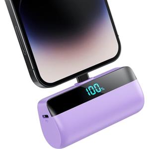 Feob Mini Power Bank per iPhone, 5200mAh 20W PD Caricabatterie Portatile Ultra Compatto Powerbank Batteria Esterna con LED Display Compatibile con iPhone 14/14 Pro Max/13 Pro/13/12/11/XR/XS/8/7-Viola