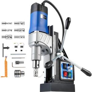 ZELCAN 1550W Trapano Magnetico con 6 Punte 13000N Trapano a Colonna Magnetico Portatile a Diametro di 50mm con 580 rpm Controllo Reversibile Velocità Continuo per Superfici Metalliche