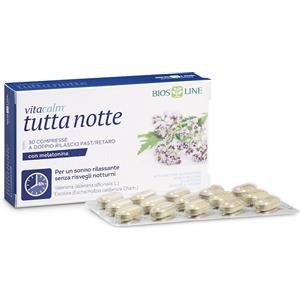 Bios Line Vitacalm Tutta Notte - Integratore con Melatonina per Rilassamento e Sonno Tranquillo, 60 Compresse