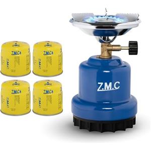 Z.M.C Fornello da campeggio 1100 W + 4 cartucce a gas da 190 g, fornello a gas per campeggio 13 x 20 cm, accenditore a carbone, mini fornello a gas da campeggio, accenditore