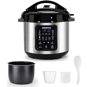 Aigostar Pentola a pressione elettrica 18-in-1 Pressure Cooker, 6 Litri Pentola Programmabile 24 ore, 3 pressioni, 1000W Pannello LED Multicooker per Yogurt, Cuoci, Riso, Slow Cooker, Sauté, 1000W