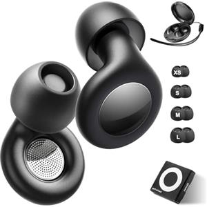 Veszoen Earplugs 2 Tappi Orecchie Dormire Tappi per Orecchie Antirumore Riutilizzabili Comodissimi in Silicone Flessibile per Dormire, Concentrarsi, Viaggiare 25-35 dB SNR（Nero）