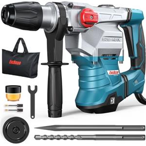 ENEACRO SDS-MAX Martello perforatore, 1500 W 12 Joule Martello demolitore con 3 funzioni, impugnatura antivibrante e frizione di sicurezza, capacità di perforazione 40 mm nel calcestruzzo