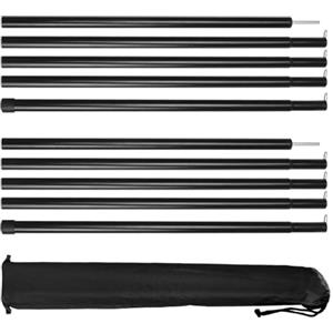NAKIHOUSE 2 aste per tenda con custodia, in alluminio, per tenda da sole, da campeggio, regolabile da 40 a 200 cm, colore nero