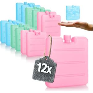 com-four® 12x Mini Ice Pack - salvaspazio e Ideale per frigoriferi Portatili e Borse frigo - Piccoli Ice Pack Colorati - Elementi refrigeranti in Fantastici Colori (colorato - 12 Pezzi - XS)