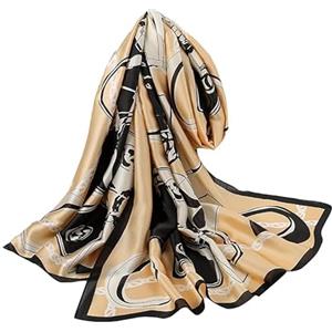 WEIGEER Silk Scarf Women Khaki Shawl Stain Neckerchief Head Wraps Thin Scarf Ladies Beach Shawl Vintage Painting Bridal Belt Chiffon Muslin Colorful Cloth Birthday gifts