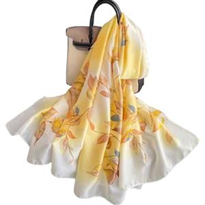 WEIGEER Silk Scarf Womens Chiffon Shawl Neck Cief Long Head Wrap Thin Scarf Beach Women Hijab Belt Vintage Bridal Shawl Binder Chiffon Scarf Colourful Cloth, Verde-bianco (Giallo-bianco)