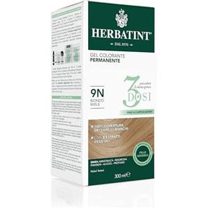 Herbatint Gel Colorante Permanente 3Dosi, 300ml - 9N Biondo Miele, Senza Ammoniaca, per Pelli Sensibili, 100% Copertura Capelli Bianchi, con 8 Estratti Naturali Bio