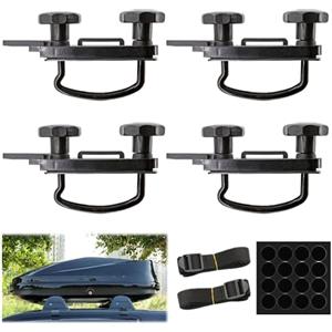 ZIOYA Fissaggio per Box da Tetto 4 pezzi Supporto per Box da Tetto Supporto da Parete a U Staffa Universale per Auto Furgone Kit di Montaggio con 8 Dadi di Bloccaggio Pesanti 2 Bende