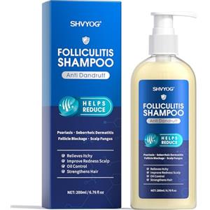 SHVYOG Shampoo per Follicolite, Shampoo Antiforfora, Riduce la Forfora, Allevia Il Prurito del Cuoio Capelluto, Antimicotico, per Dermatite Seborroica, Follicolite, Psoriasi del Cuoio Capelluto, 200 ml