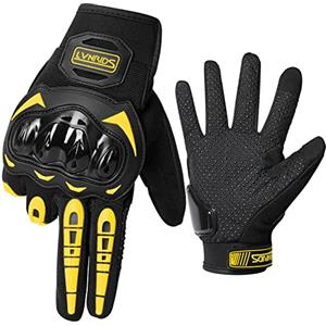 LVNRIDS Guanti da Moto Full Finger Touch Screen Donna Uomo Guanti Sportivi da Esterno per Motocross Ciclismo Campeggio Caccia Arrampicata Giallo M