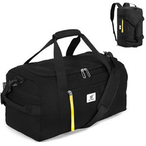 SKYSPER Borsone Palestra 40l Borsa Ginnastica Borsone da Viaggio Borsa Piscina con Scompartimento Scarpe Divisorio Bagnato e Asciutto per Uomo E Donne (Nero)