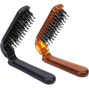 Mozeat Lens Spazzola Pieghevole per Capelli da Viaggio, 2 Pezzi, Mini Setole di Cinghiale, Busti Portatili, Dimensioni per Capelli Spessi e Ricci, Pettine da Barba per Uomini e Donne