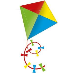 Günther Flugspiele 1164 - Aquilone monofilo Quadro, circa 70 x 70 cm, aquilone per bambini in robusto poliestere, con maniglia e corda, giocattolo da esterno per bambini a partire dai 6 anni di età