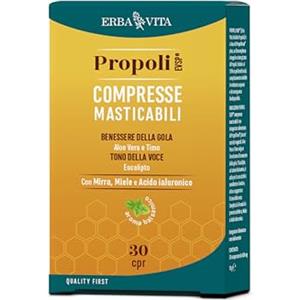 ERBA VITA Propoli EVSP® Compresse Masticabili integratore alimentare a base di Propoli EVSP® ed estratti vegetali specifici per il tuo benessere - 30 compresse