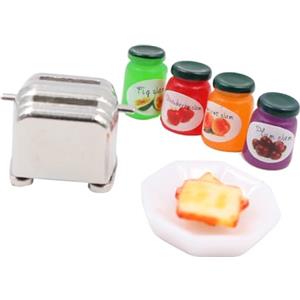 POFET Set di tostapane in miniatura per casa delle bambole, set alimentare cucina gioco di ruolo, decorazione casa delle bambole